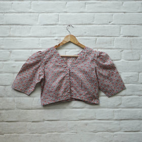 Buy Multicolor Block Print Cotton Sanganeri Stitched Blouse