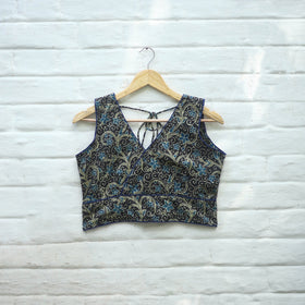 Multicolor Block Print Cotton Stitched Ajrakh Blouse 