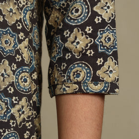 Multicolor Block Print Natural Dyed Cotton A-Line Ajrakh Kurta