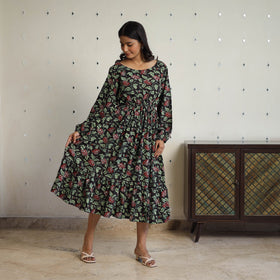 Buy Multicolor Block Printed Cotton Fit & Flare Jahota Dress