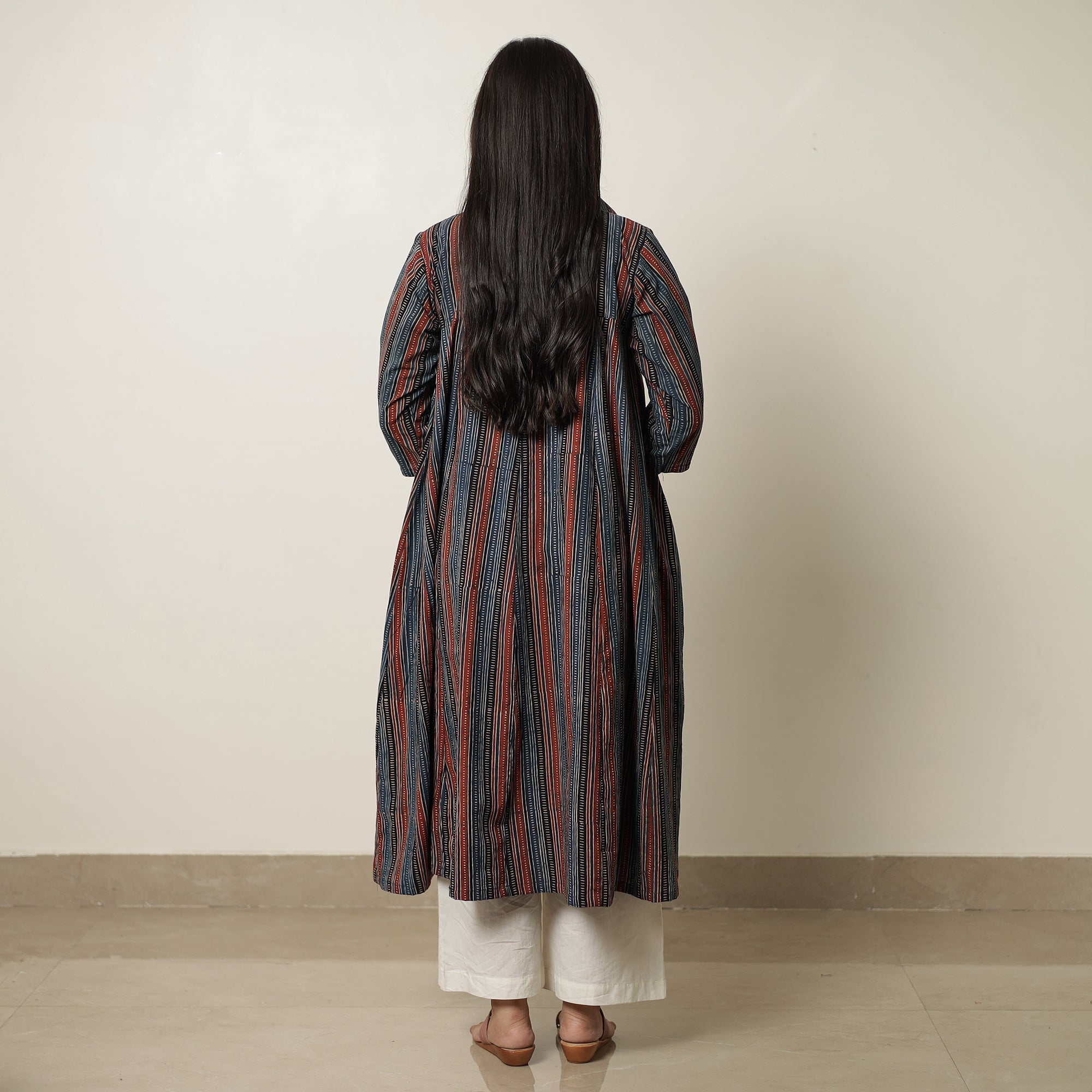 Buy Block Printed Cotton Flared Ajrakh Kurta for Women