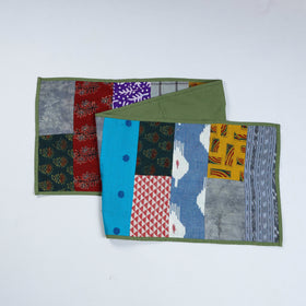 Multicolor Block Printed Patchwork Cotton Table Runner