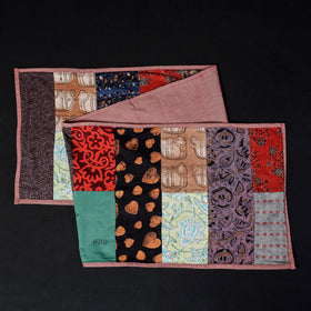 Multicolor Block Printed Patchwork Cotton Table Runner