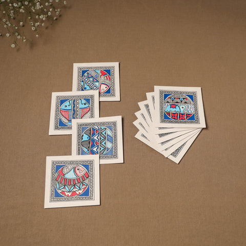 Multicolor - blue - madhubani handpainted wall decor cards
