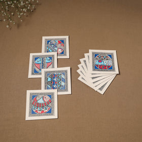 Multicolor - blue - madhubani handpainted wall decor cards