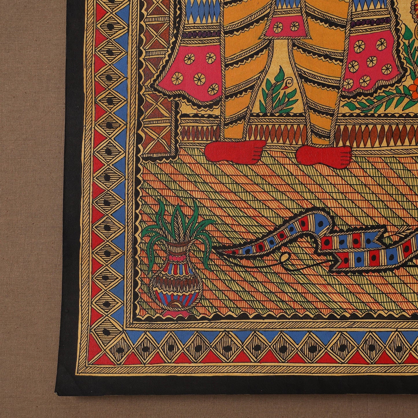 Handpainted madhubani painting by hira devi (30 x 22 in) 10