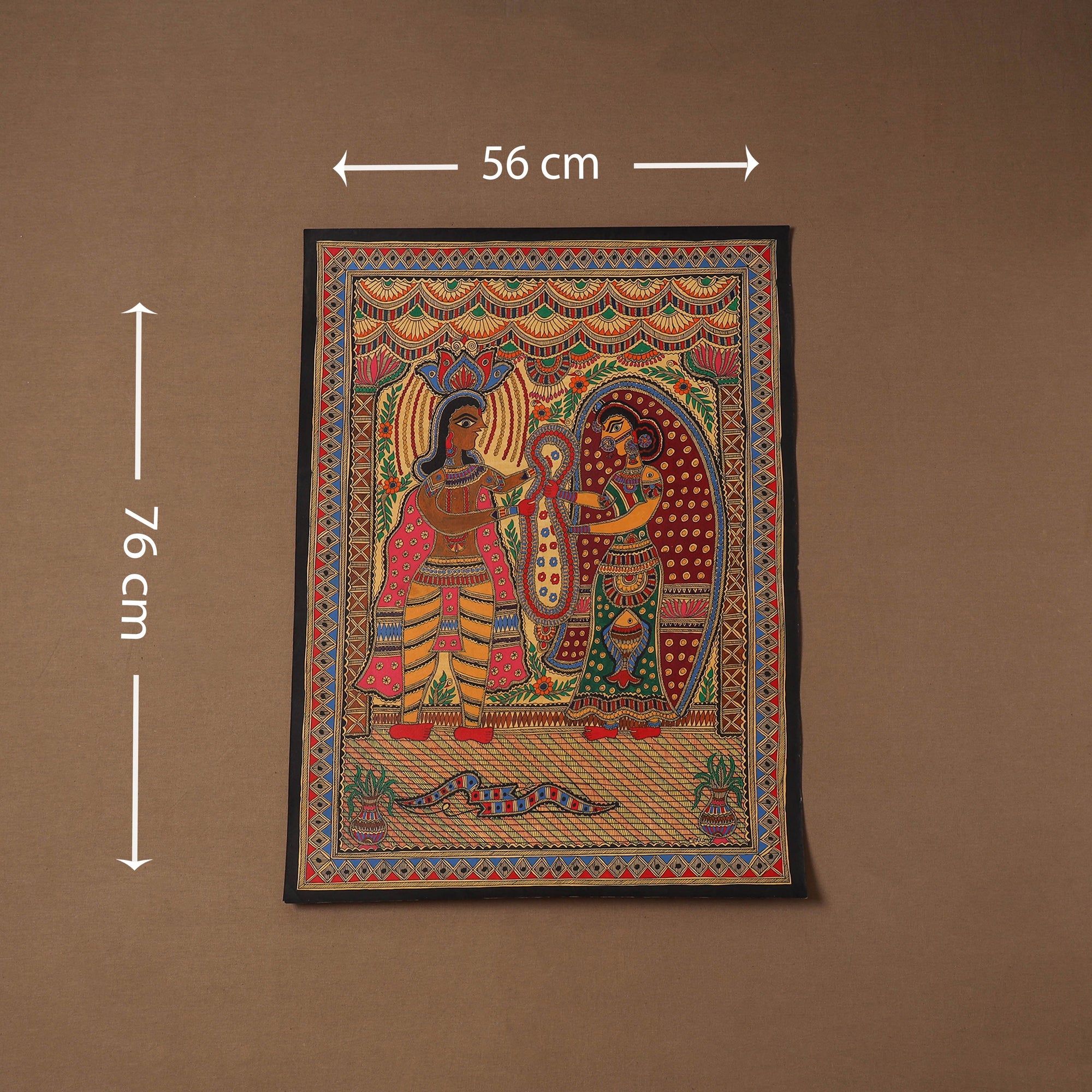 Handpainted madhubani painting by hira devi (30 x 22 in) 10