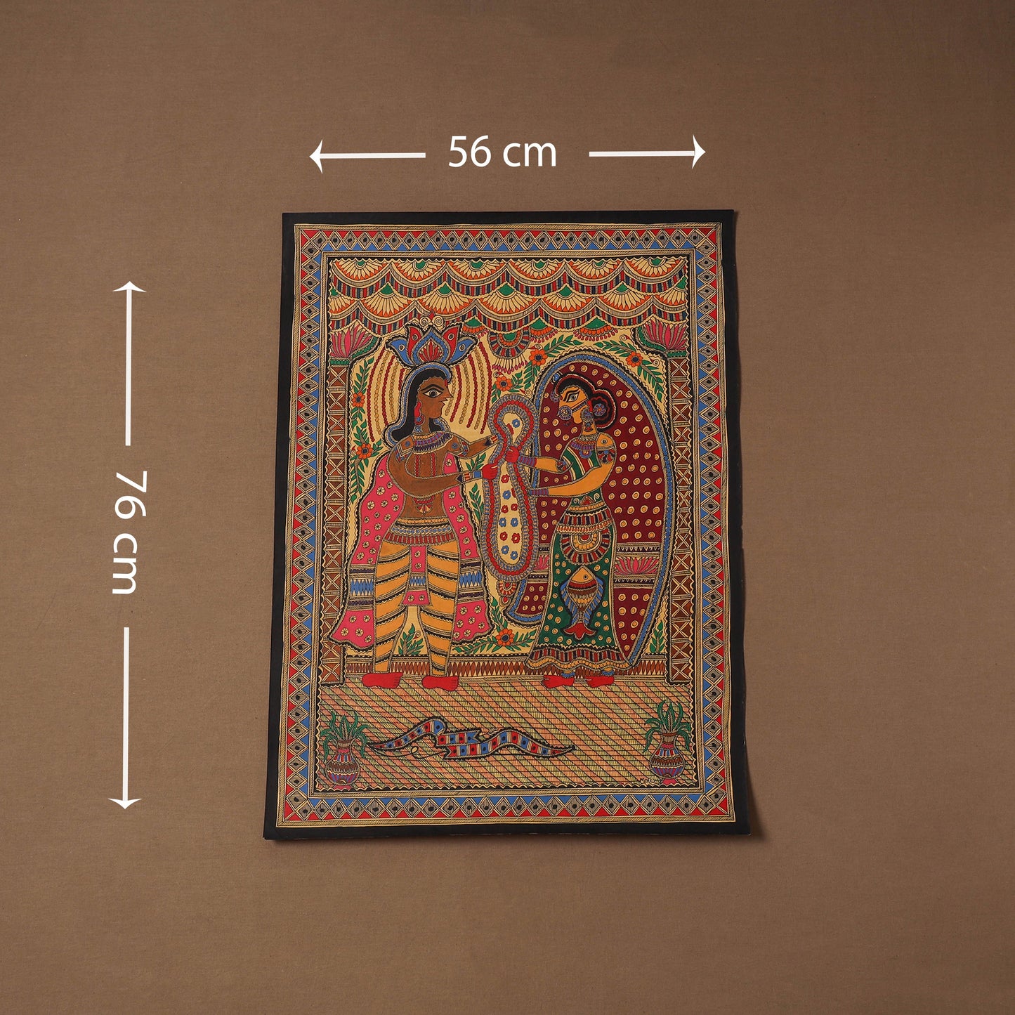 Handpainted madhubani painting by hira devi (30 x 22 in) 10