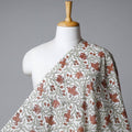 Buy Brown Flower With Leafy Jaal Sanganeri Block Printed Cotton Fabric Online at iTokri.com