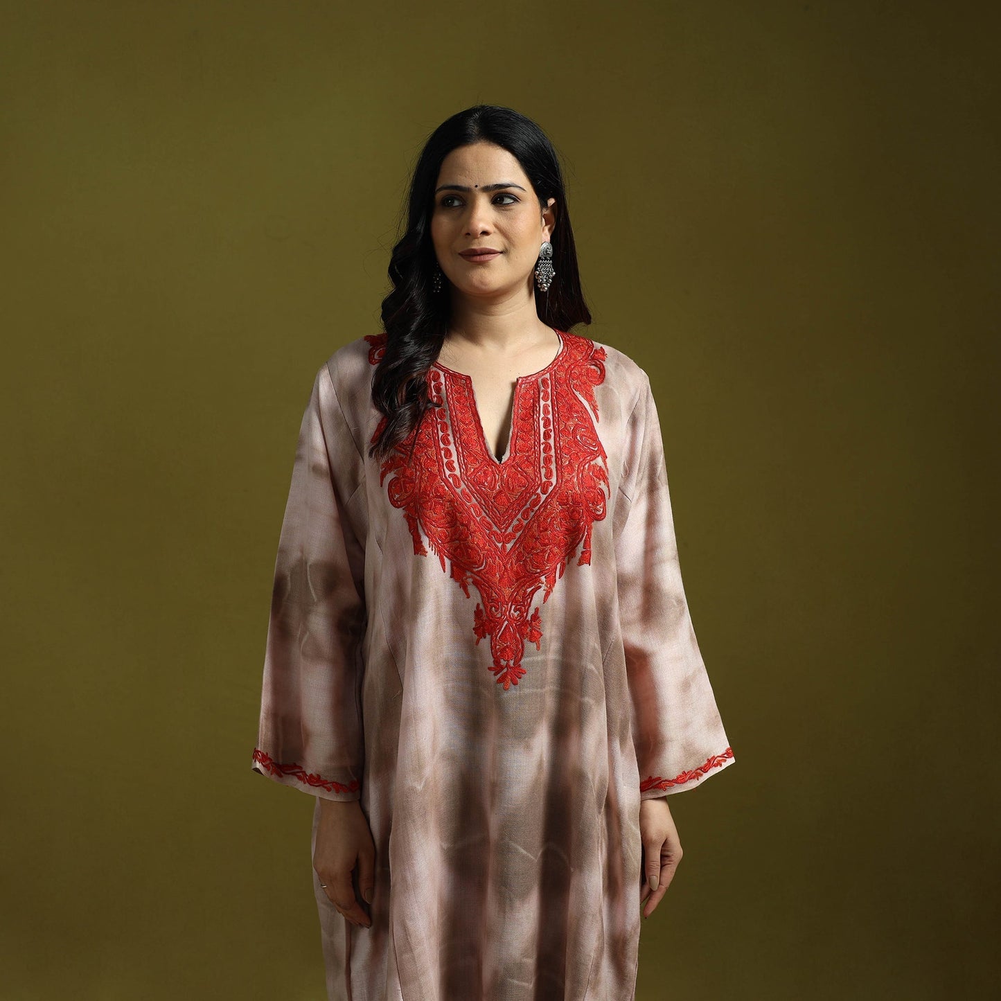 Multicolor - shibori tie-dye aari hand embroidery kashmiri