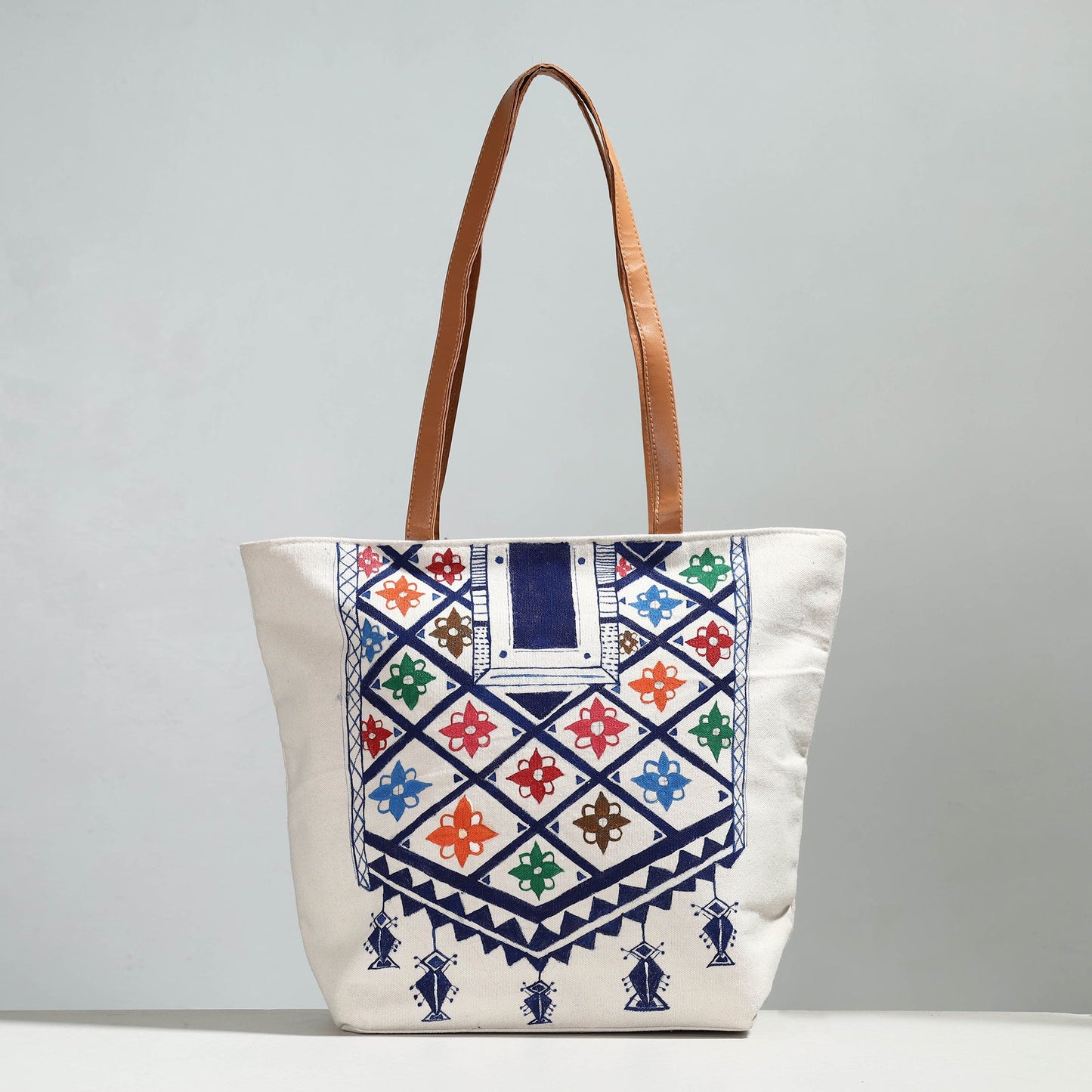 Multicolor Canvas Cotton Handpainted Shoulder Bag