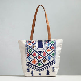 Multicolor Canvas Cotton Handpainted Shoulder Bag
