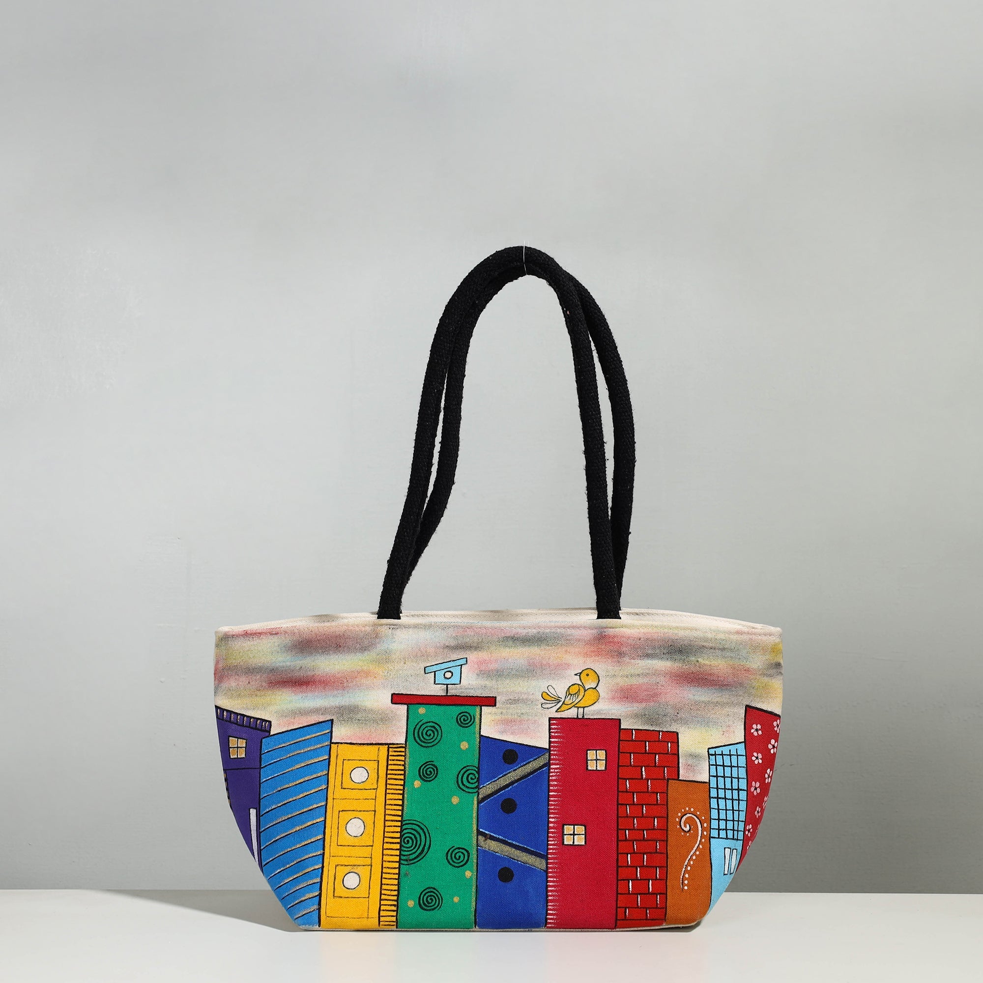 Multicolor Canvas Cotton Handpainted Shoulder Bag