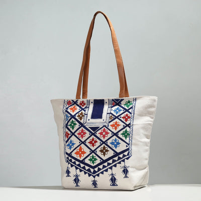 Multicolor Canvas Cotton Handpainted Shoulder Bag