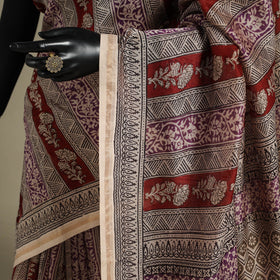 Red - handloom chanderi silk bagh saree 10 - handcrafted