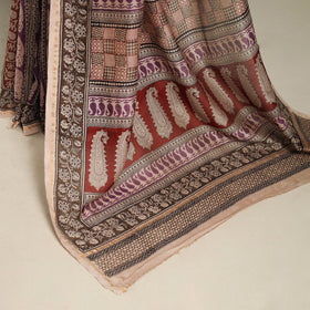 Red - handloom chanderi silk bagh saree 11 - handcrafted