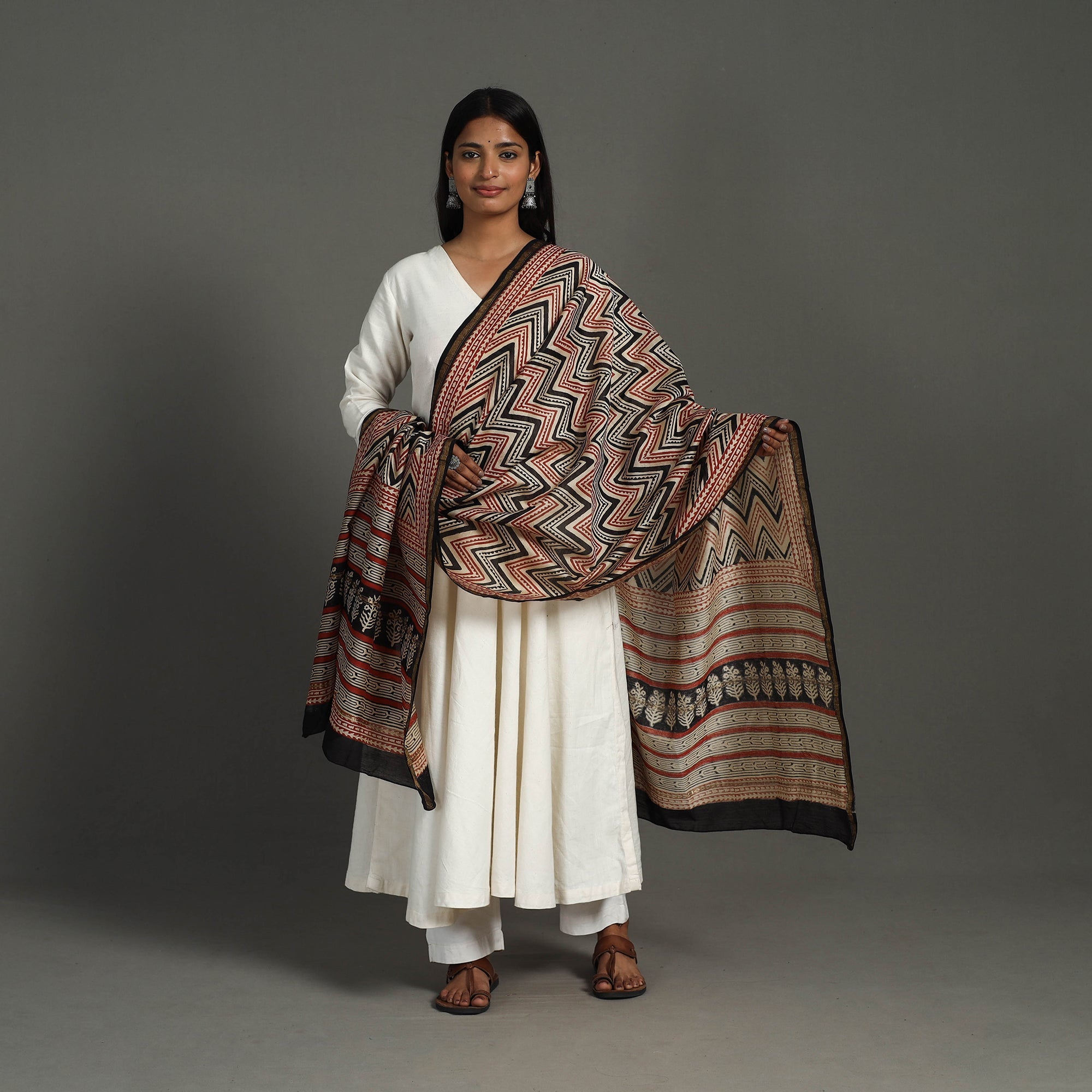 Multicolor - chanderi silk bagru dupatta 24 - handcrafted