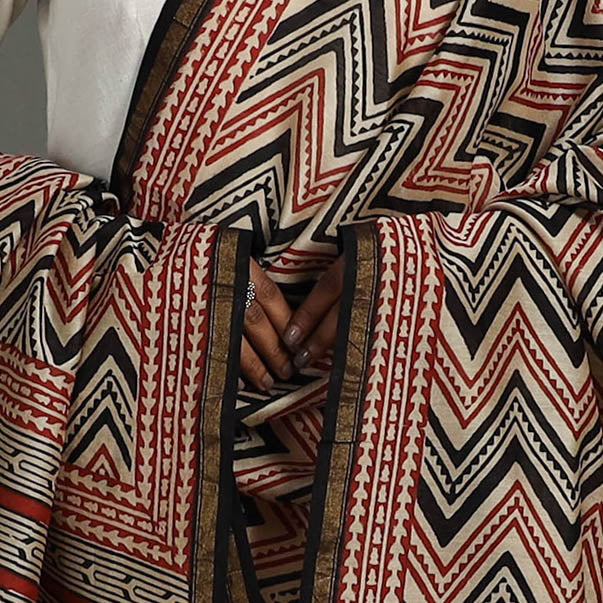 Multicolor - chanderi silk bagru dupatta 24 - handcrafted