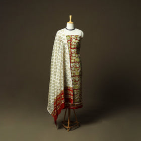 Chanderi silk hand block sanganeri print 3pc unstitched
