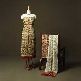 Chanderi silk hand block sanganeri print 3pc unstitched