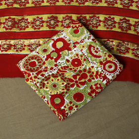 Chanderi silk hand block sanganeri print 3pc unstitched