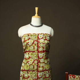 Chanderi silk hand block sanganeri print 3pc unstitched
