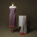 Chanderi silk hand block sanganeri print 3pc unstitched