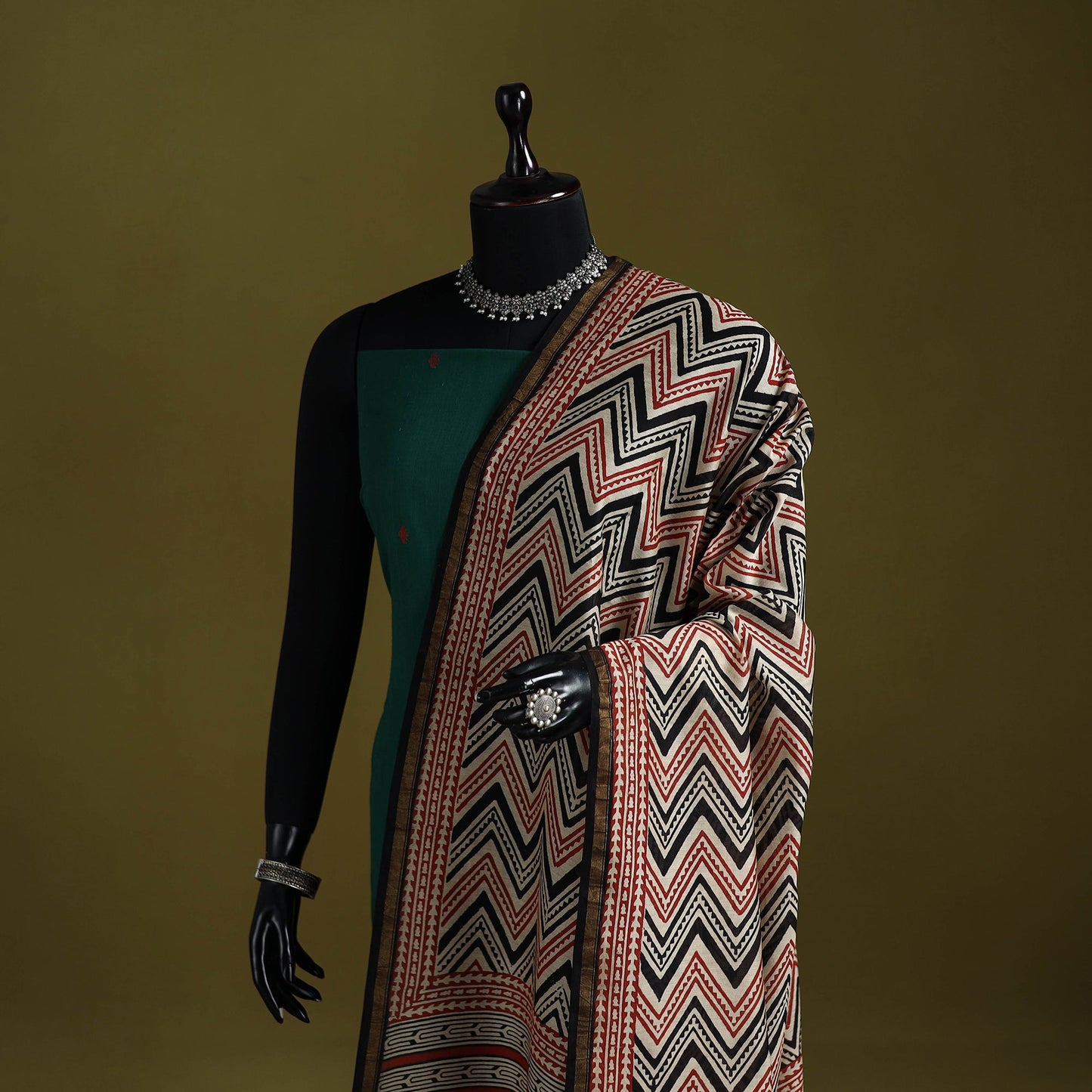 Multicolor - chanderi silk hand natural dyed bagru dupatta