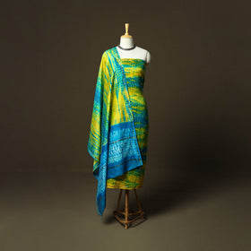 Chanderi silk shibori tie-dye 3pc unstitched dress material
