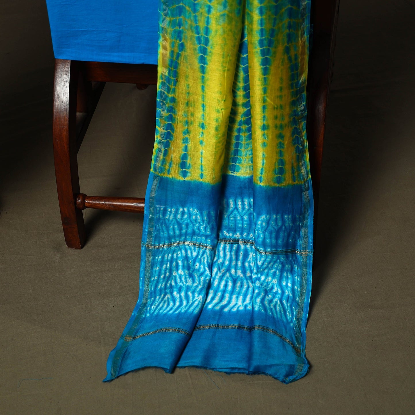 Chanderi silk shibori tie-dye 3pc unstitched dress material