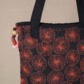 Black with Orange Chandi Maati Tagai Work Tote Bag
