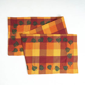 Multicolor Chandi Mati Tagai Work Silk Cotton Table Runner