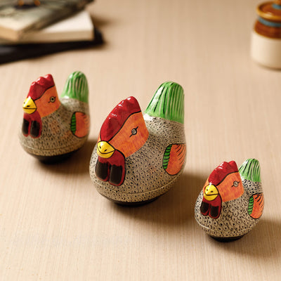 Cock - Kashmiri Handpainted Papier Mache Multicolor Multipurpose Boxes (Set of 3)