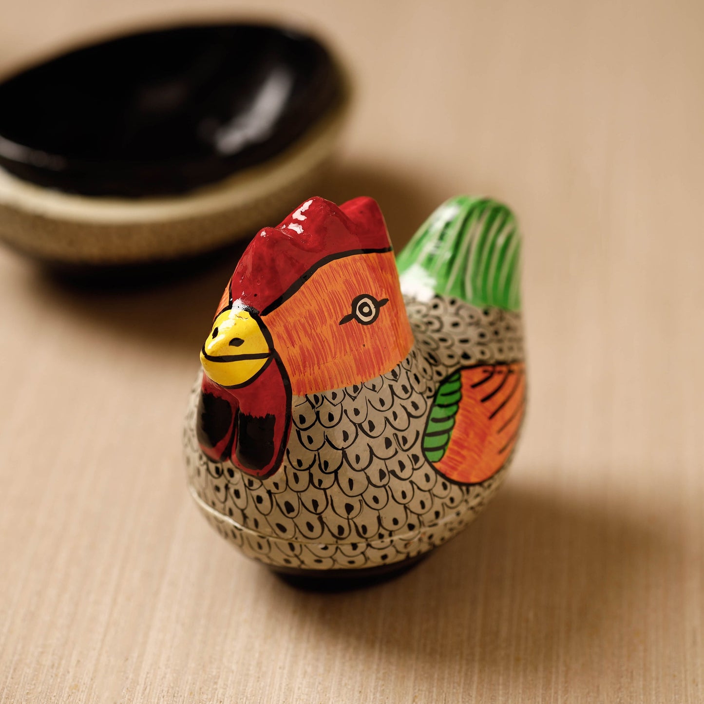 Cock - Kashmiri Handpainted Papier Mache Multicolor Multipurpose Boxes (Set of 3)