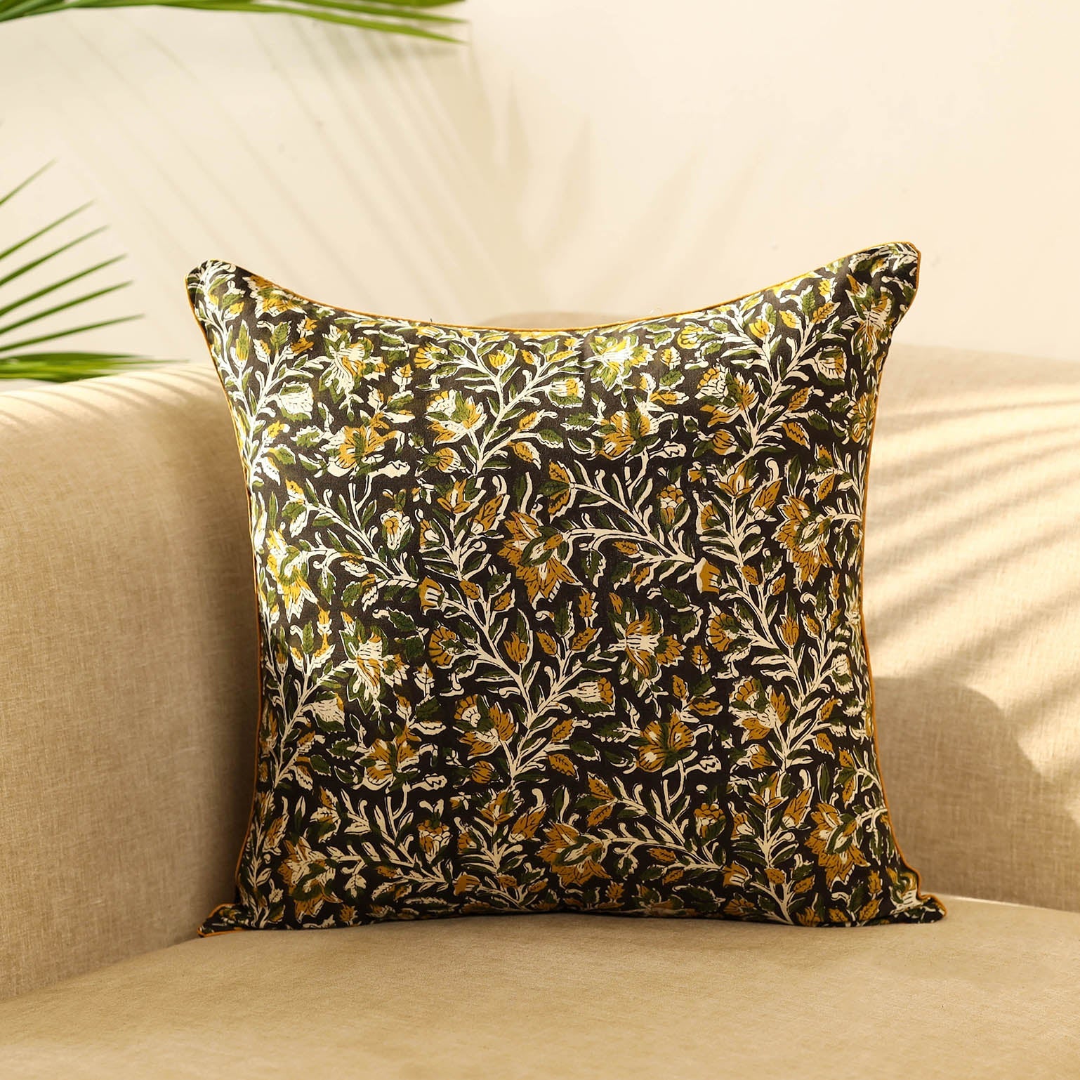 Multicolor Block Print Cotton bagru Cushion Cover