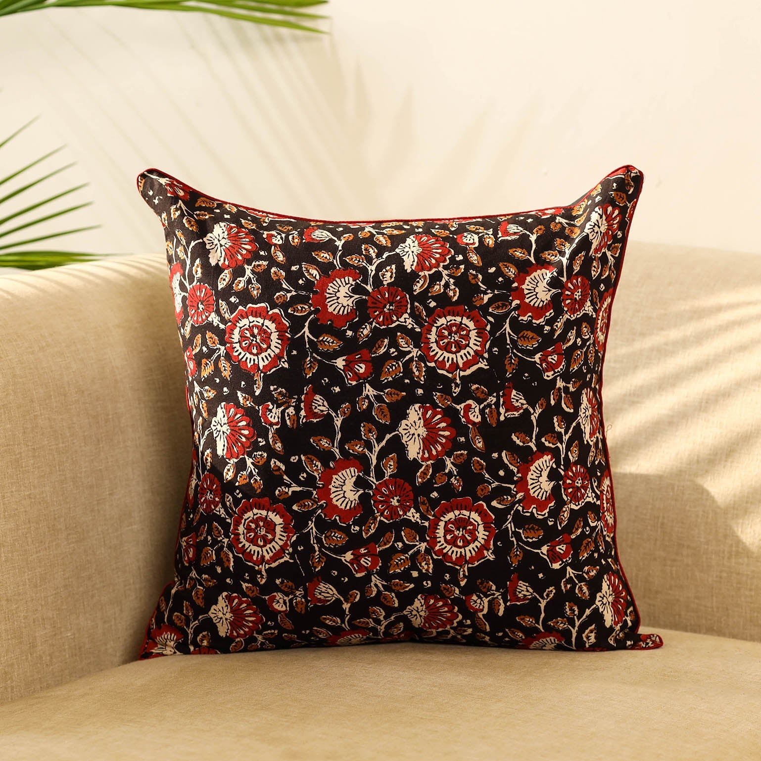 Multicolor - cotton bagru cushion cover 13 - handcrafted
