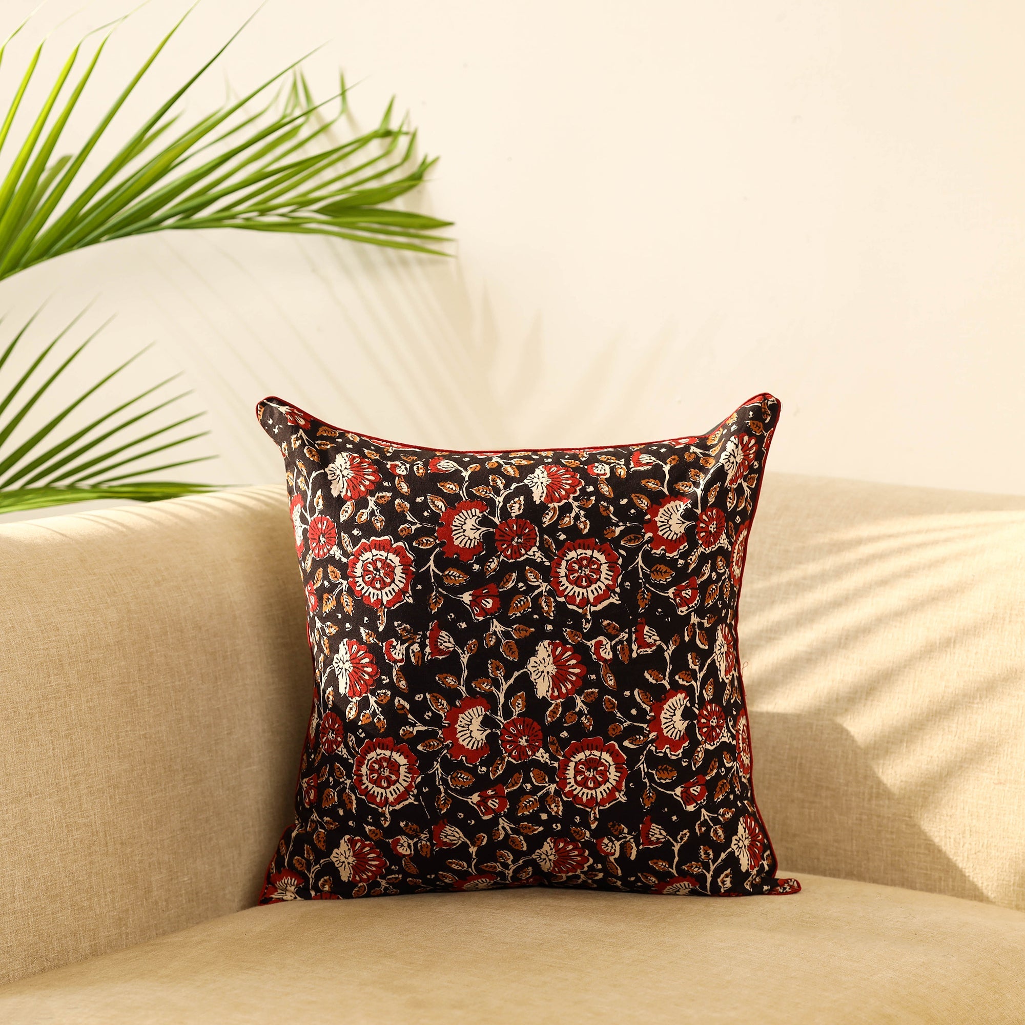 Multicolor - cotton bagru cushion cover 13 - handcrafted