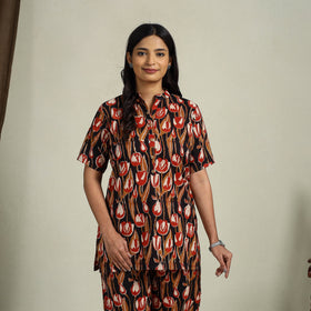  Multicolor Block Print Cotton Bagru Night Suit Set