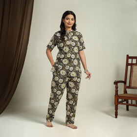  Multicolor Block Print Cotton Bagru Night Suit Set