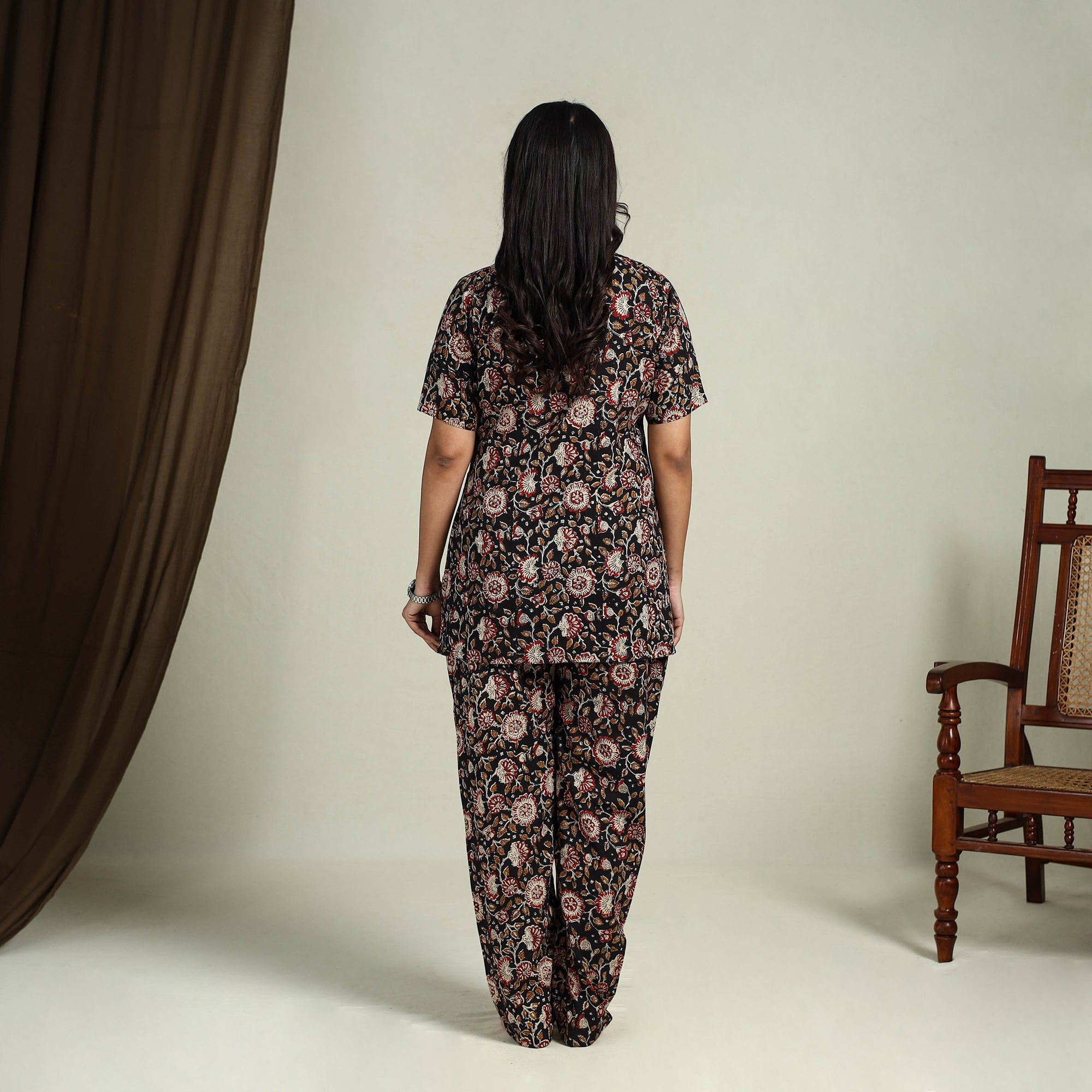  Multiolor Block Print Cotton Bagru Night Suit Set