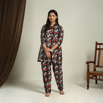 Buy Multicolor Block Print Cotton Bagru Night Suit Set