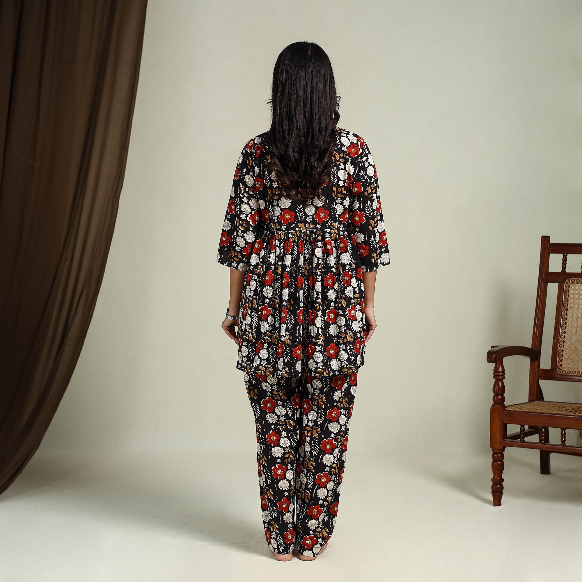 Buy Multicolor Block Print Cotton Bagru Night Suit Set