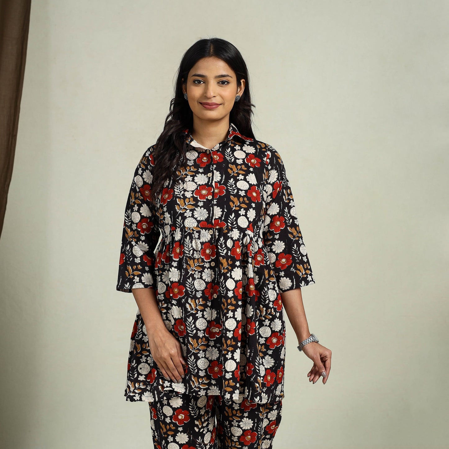 Buy Multicolor Block Print Cotton Bagru Night Suit Set