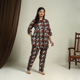 Buy Multicolor Block Print Cotton Bagru Night Suit Set