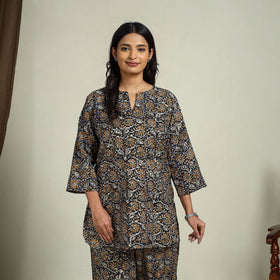  Multicolor Block Print Cotton Bagru Night Suit Set