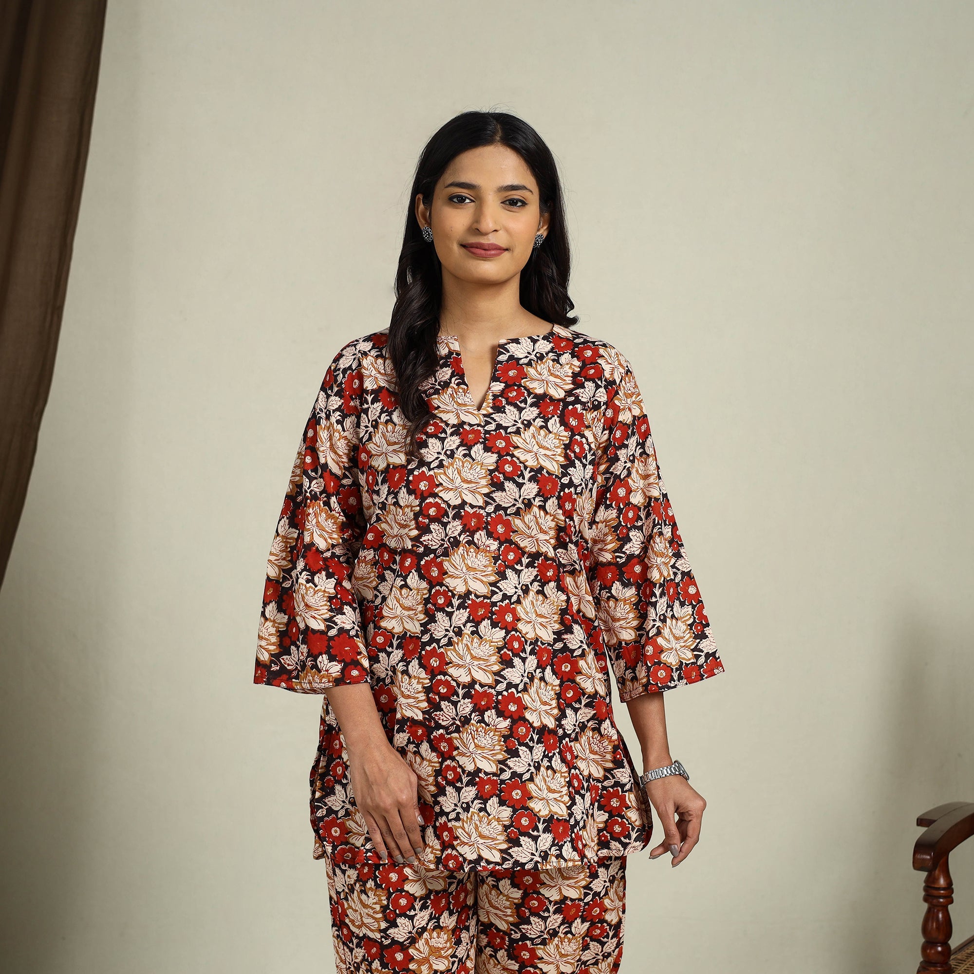 Buy Multicolor Block Print Cotton Bagru Night Suit Set