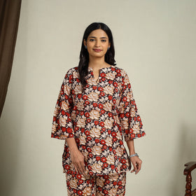 Buy Multicolor Block Print Cotton Bagru Night Suit Set