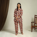 Buy Multicolor Block Print Cotton Bagru Night Suit Set