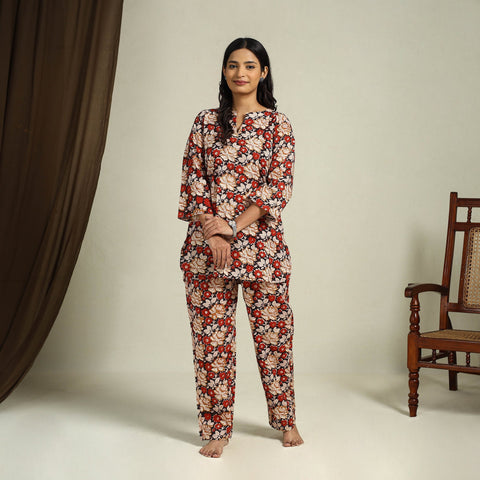 Buy Multicolor Block Print Cotton Bagru Night Suit Set