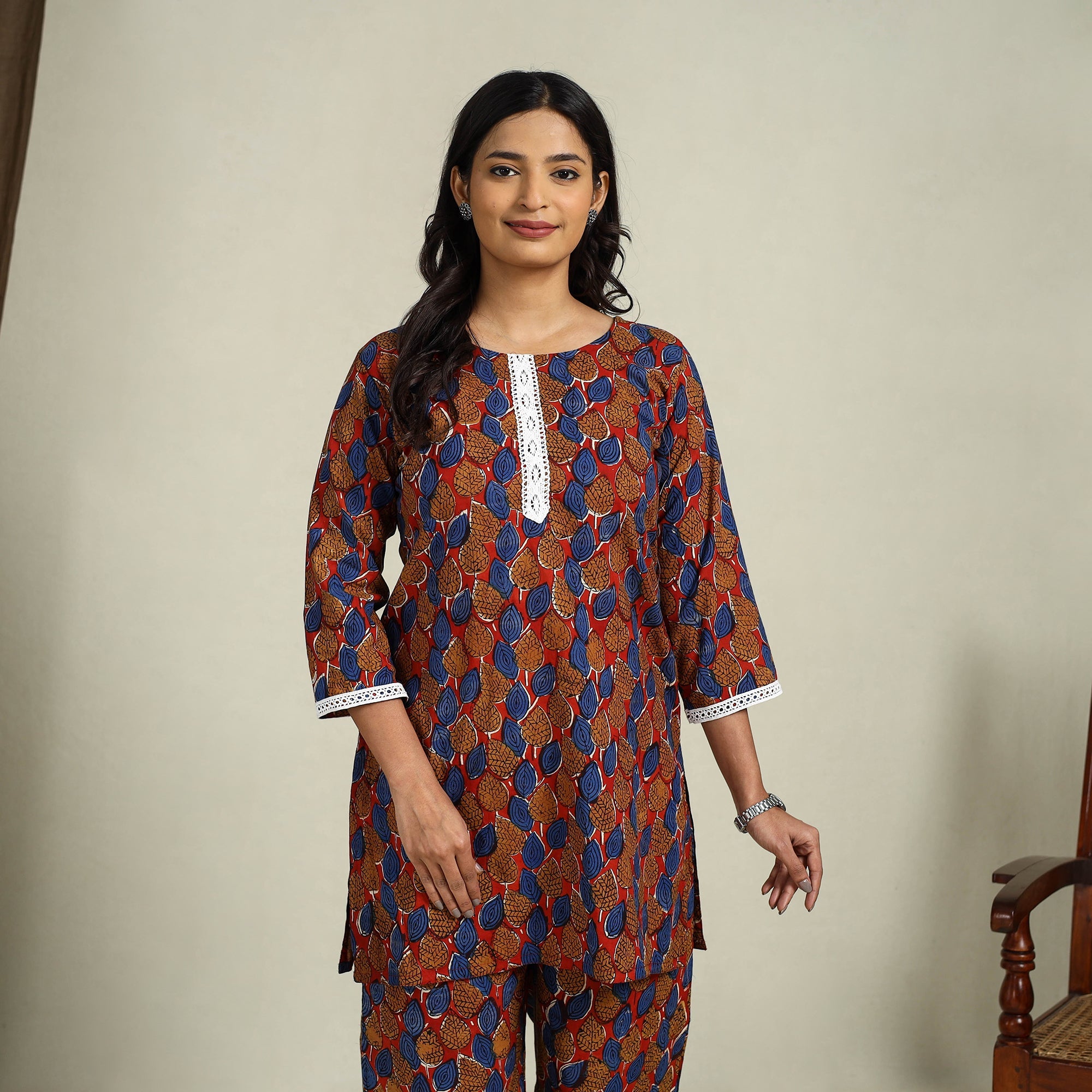 Buy Multicolor Block Print Cotton Bagru Night Suit Set